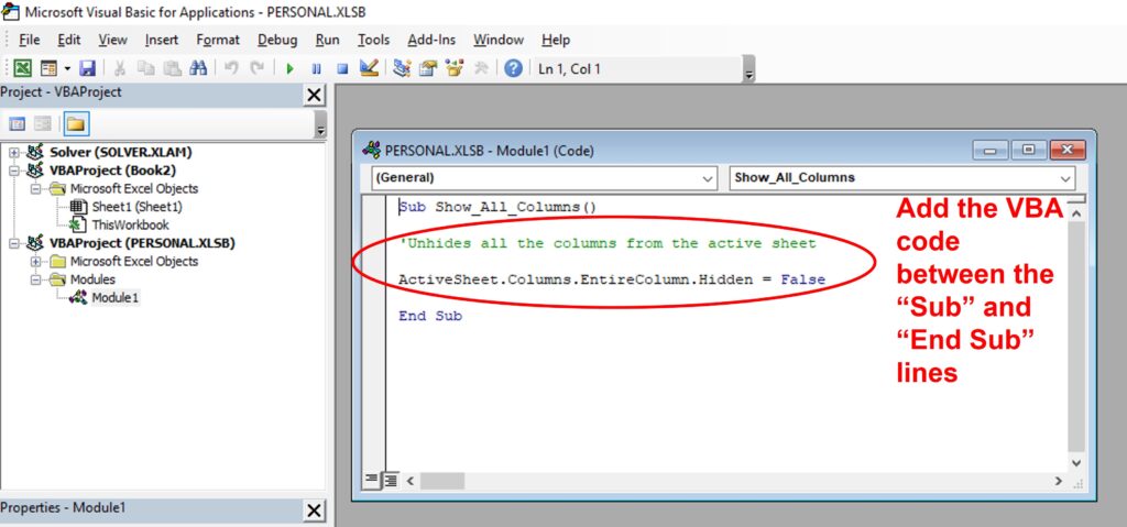 Copy the VBA code